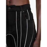 Autumn High Waist Reflective Strip Spliced Straight Denim Jeans for Women