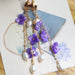 Purple Embroidered Ball Long Tassel Ear Clip Niche - Dazpy