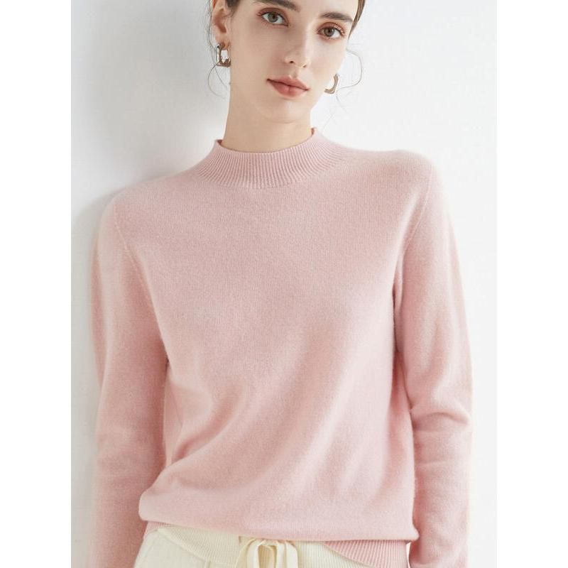 Luxurious Merino Wool Mock-Neck Pullover for Women