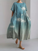 Women's Loose Round-Neck Digital-Print Dress