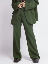 Women's Green Blazer and Loose Pants Suit