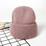 Gorro de punto de piel de conejo auténtica unisex de 9 colores: cálido y elegante para hombres y mujeres