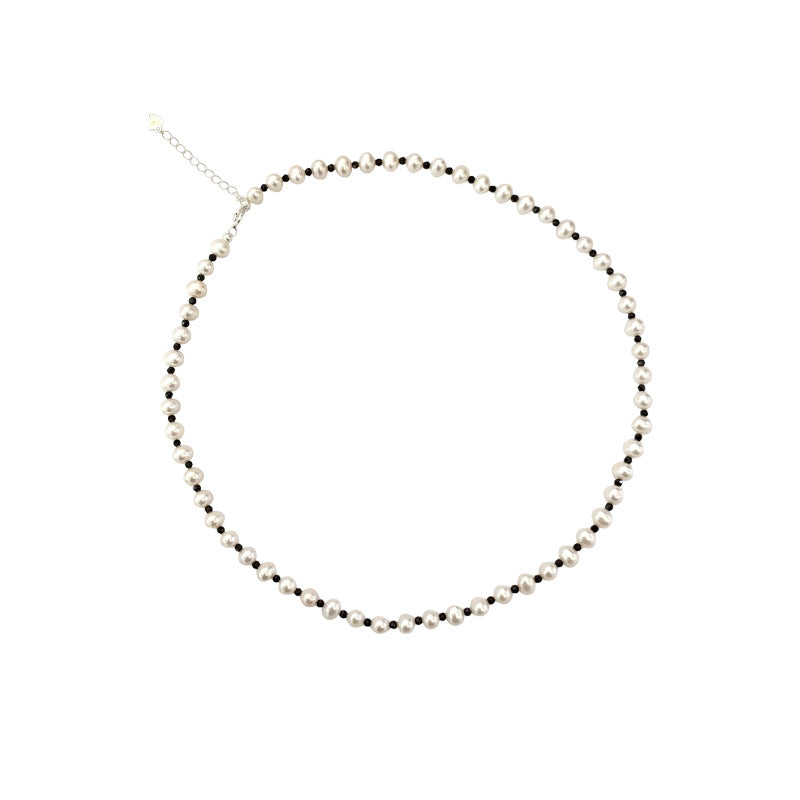 Freshwater Pearl Black Spinel Necklace Sweater Chain - Dazpy