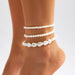 Boho Chic Multi-Layer Pearl Anklet - Summer Beach Foot Jewelry for Women