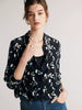 Chic Navy Floral Silk Blouse