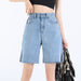 Jeansshorts mit hoher Taille und weitem Bein