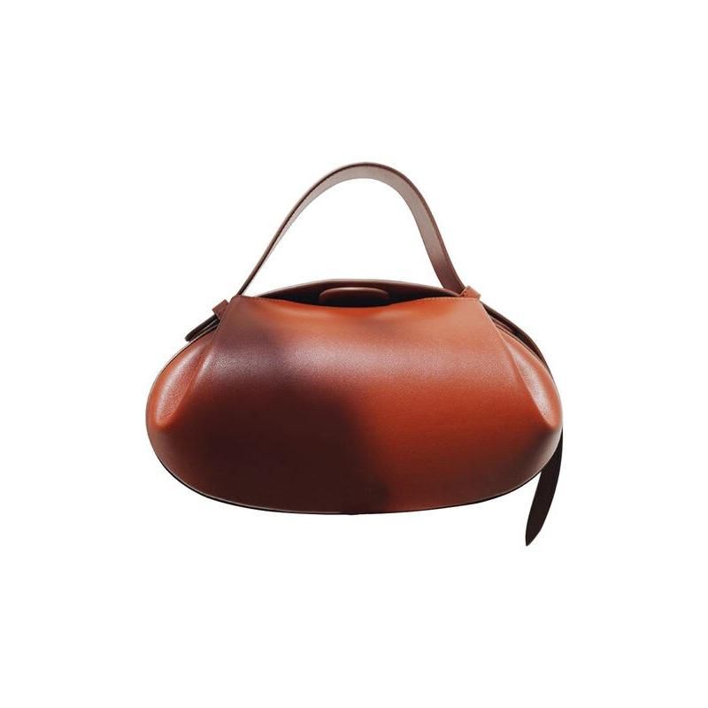 Bolso de mano elegante redondo de piel vegana