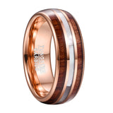 White Beimu Men's Tungsten Steel Ring Inlaid With Wood Grain - Dazpy