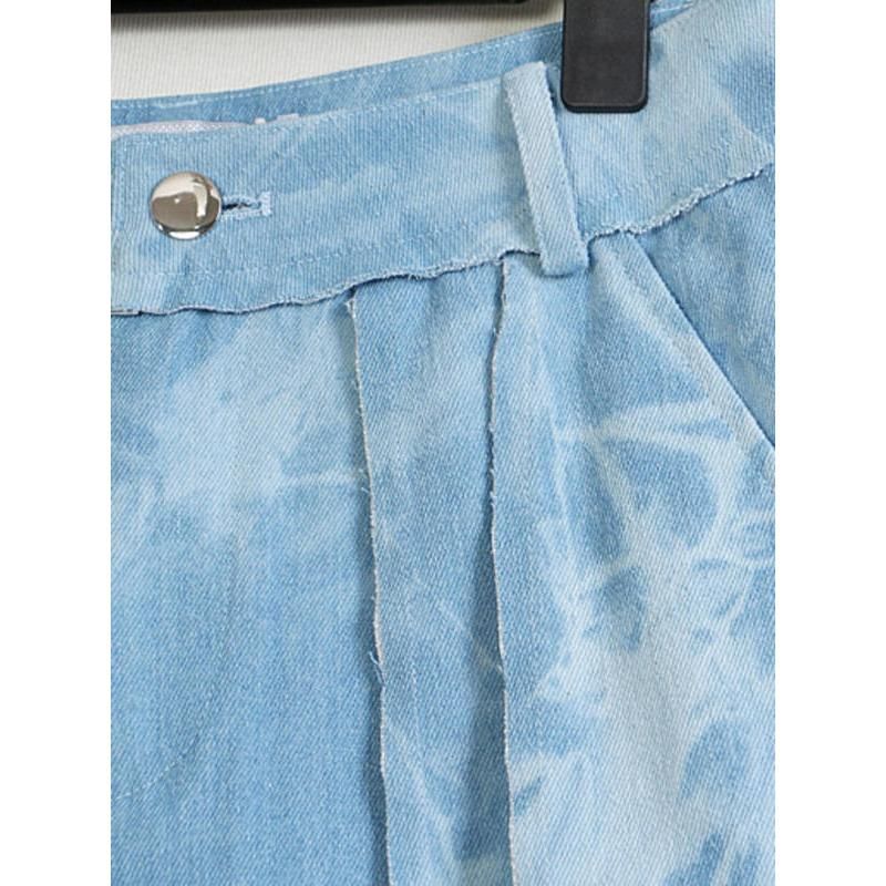 Pantalones vaqueros rectos con efecto tie-dye y cintura alta