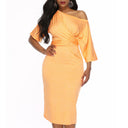 Women's Cotton-Blend Chest-Wrap Sheath Dress