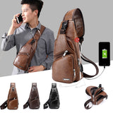 Men USB Charging Bag Men Chest Bag For Custom PU PVC Shoulder Bag Diagonal Package Messenger Travel Bag Cross Body Bags - Dazpy