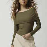 Eleganter Off-Shoulder Strickpullover