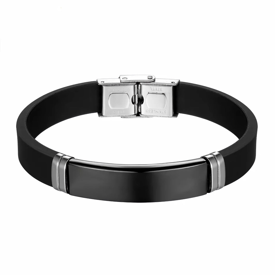 Unisex-Armband aus Edelstahl und Silikon mit Initialen