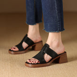 Peep-Toe-Sandalen aus Leder mit hohem Absatz