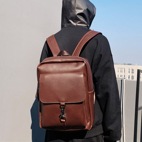 Korean Fashion Men's Retro Crazy Horse Leather Backpack - Dazpy