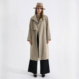 Schicker Herbst Langer Trenchcoat mit Stehkragen und Taillenbandage