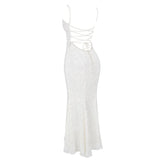 White Lace-up Maxi Dress