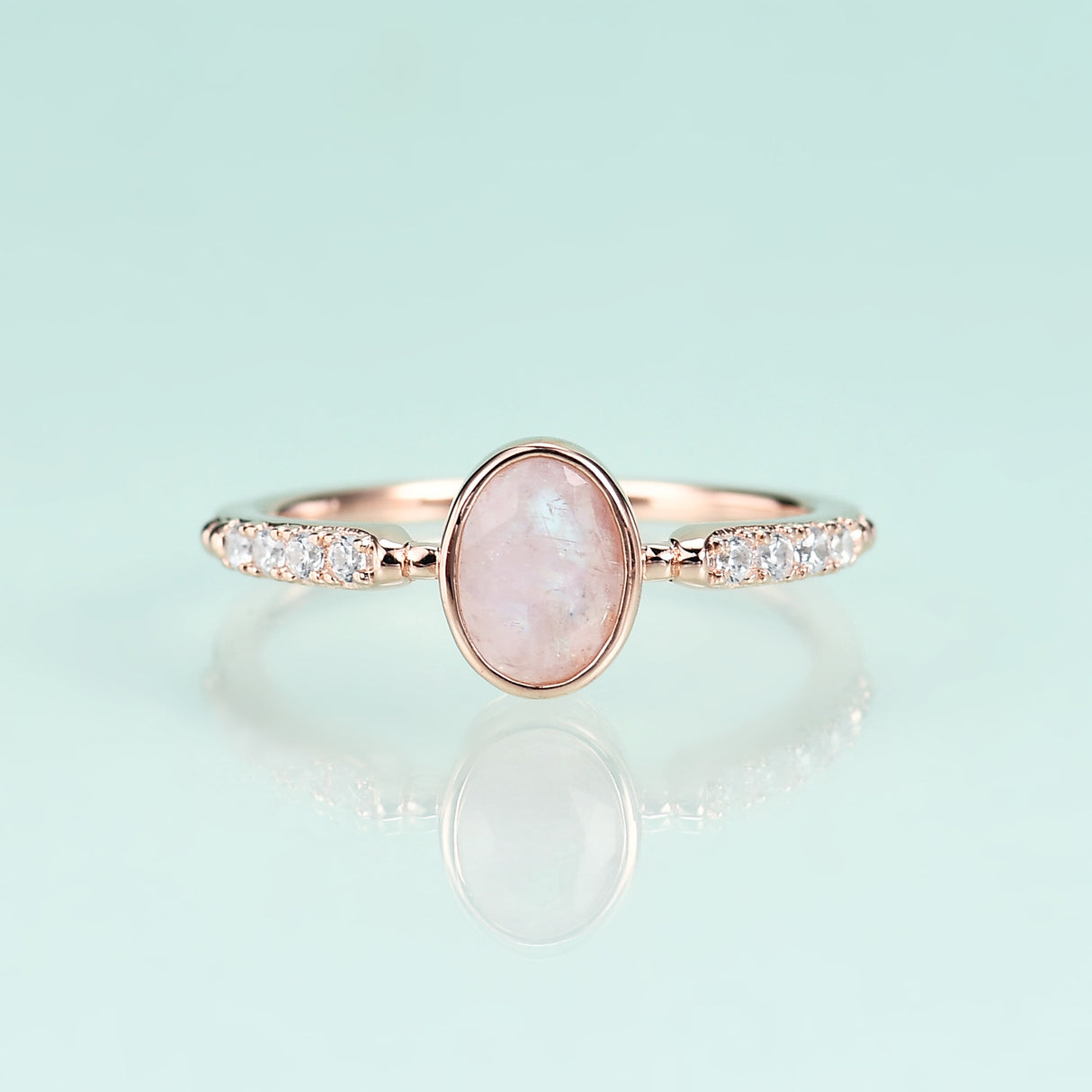 S925 Sterling Silver Inlaid Gemstone Pink Corundum Rose Gold Ring - Dazpy