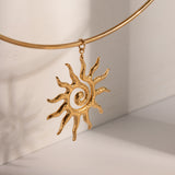 Stainless Steel Spiral Sunflower Pendant Necklace/Earrings