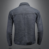 Abrigo vaquero europeo y americano de moda para hombre, chaqueta de motociclista con solapa, informal, a juego