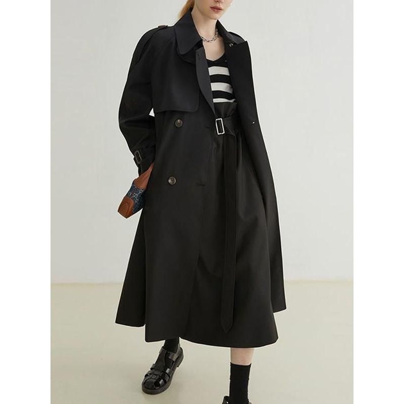 Elegant Spliced Ruffle Trench Coat for Women