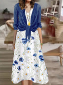 Conjunto de top estampado y vestido largo para mujer