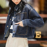 Dunkelblaue Vintage-Jeansjacke