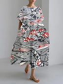 Women's Loose Round-Neck Digital-Print Dress