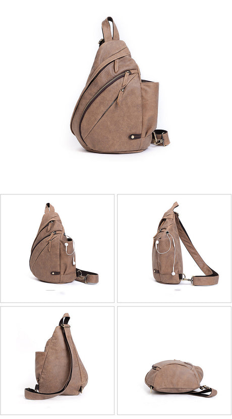 Men's Chest Bag Casual Fashion One-shoulder Men's Bag Riding Crossbody Large Capacity Retro - Dazpy