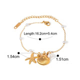 Pulsera con colgante de estrella de mar y perlas chapadas en oro de 18 quilates