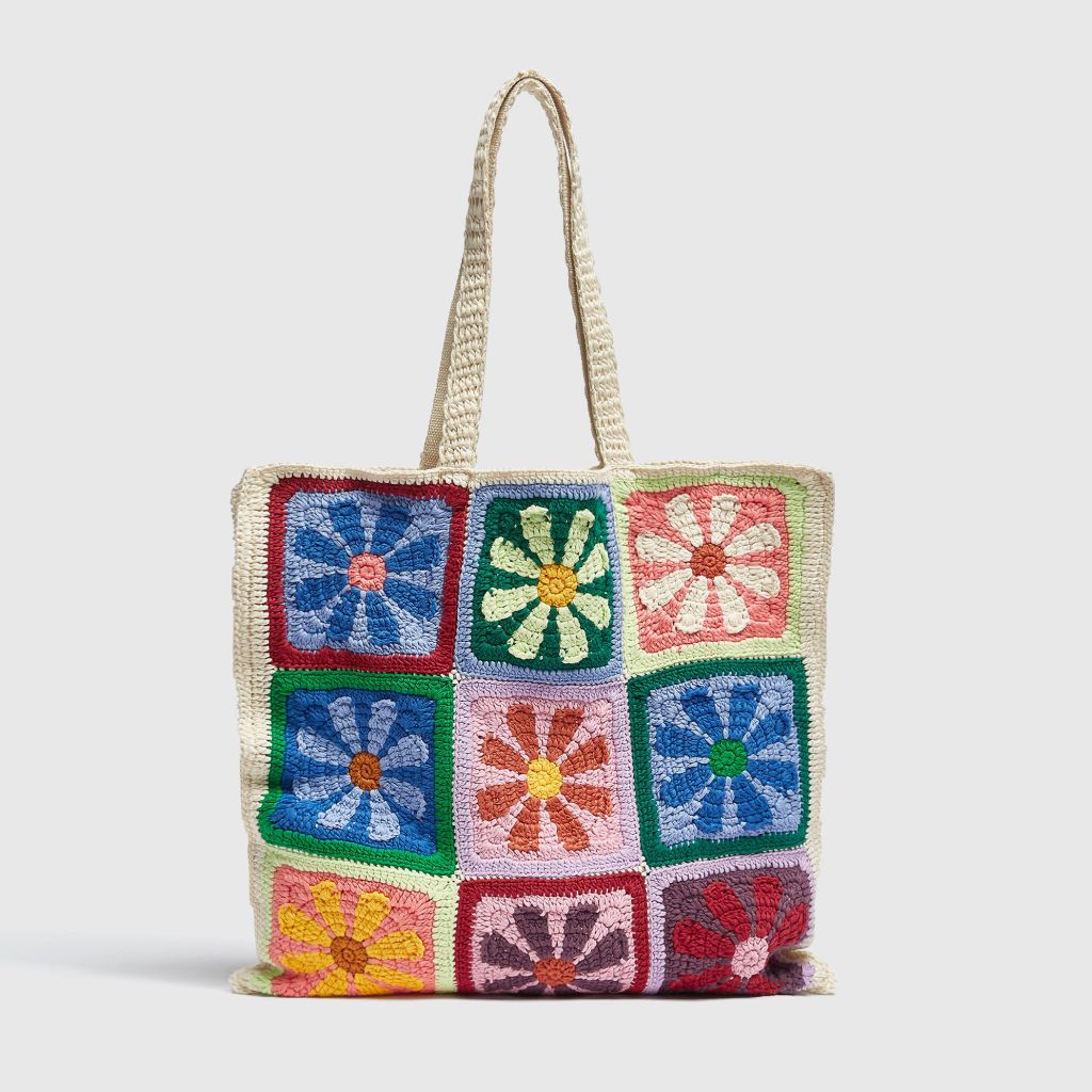 Bolso de hombro de crochet floral