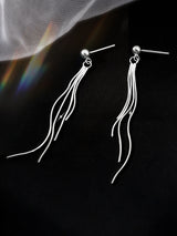 Women's Sterling Silver Long Tassel Earrings - Dazpy