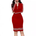 Vestido midi de manga larga con cremallera para mujer