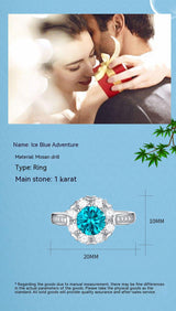 S925 Silver Blue Chic Ice Blue Adventure Women's Ring Jewelry - Dazpy