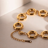 Elegante Brazalete tipo Donut de Acero Inoxidable Chapado en Oro de 18k