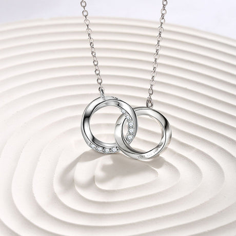 Double Ring Couple Necklace Female Sterling Silver Niche - Dazpy