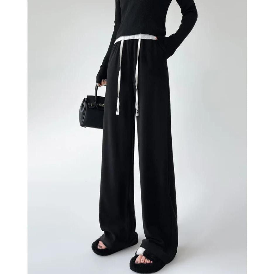 Elegant High-Waist Drawstring Wide Leg Pants for Women