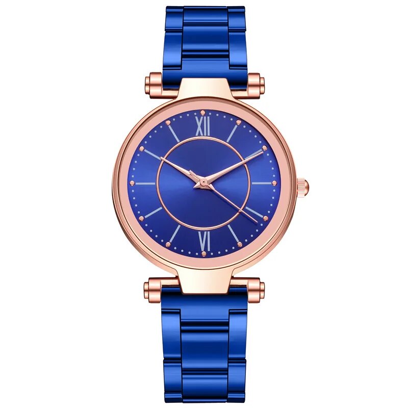 Exquisito reloj de cuarzo para mujer en acero inoxidable y oro rosa