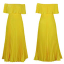Women's Off-Shoulder Pleated High-Waist Dress