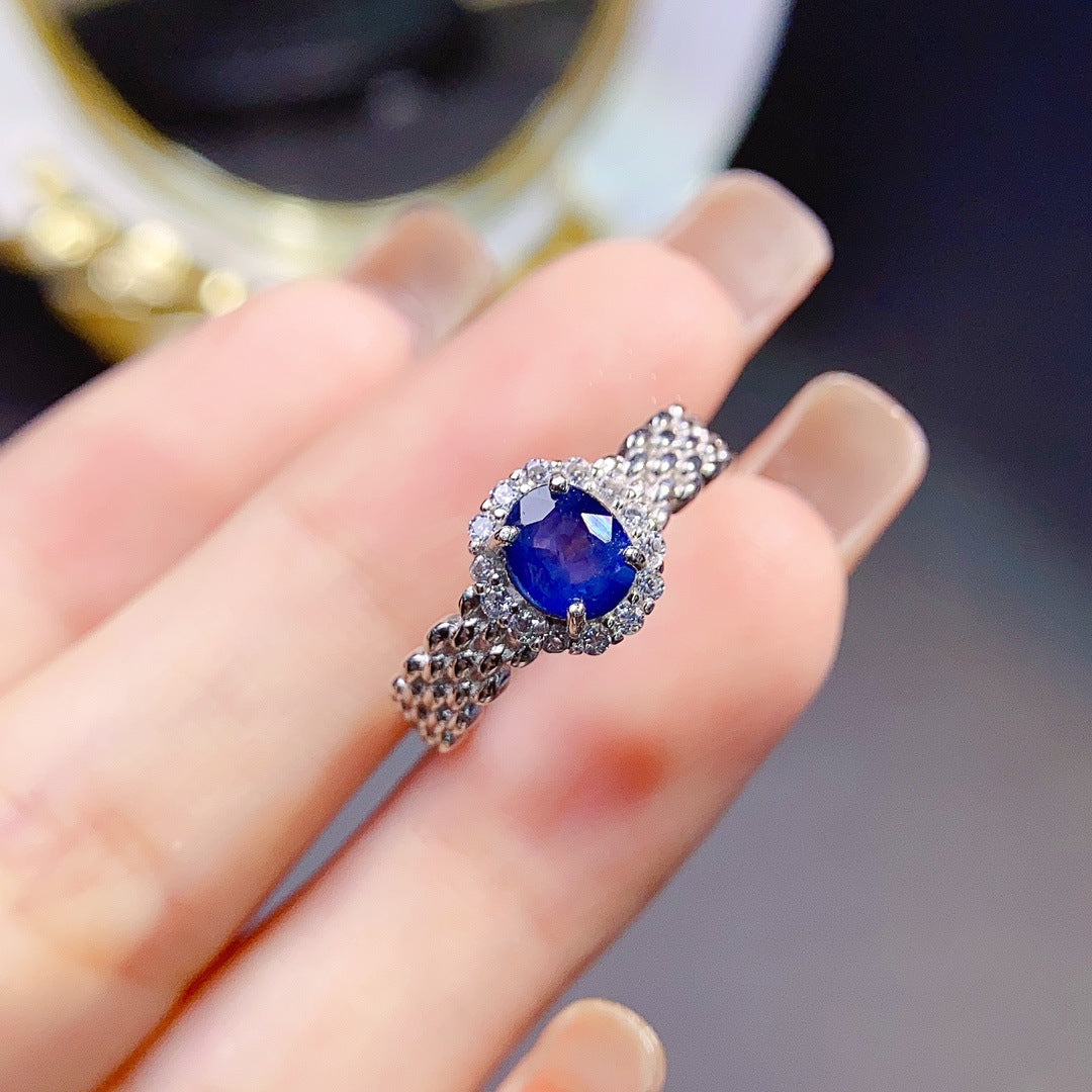 Jewelry Natural Sapphire Ring Silver - Dazpy