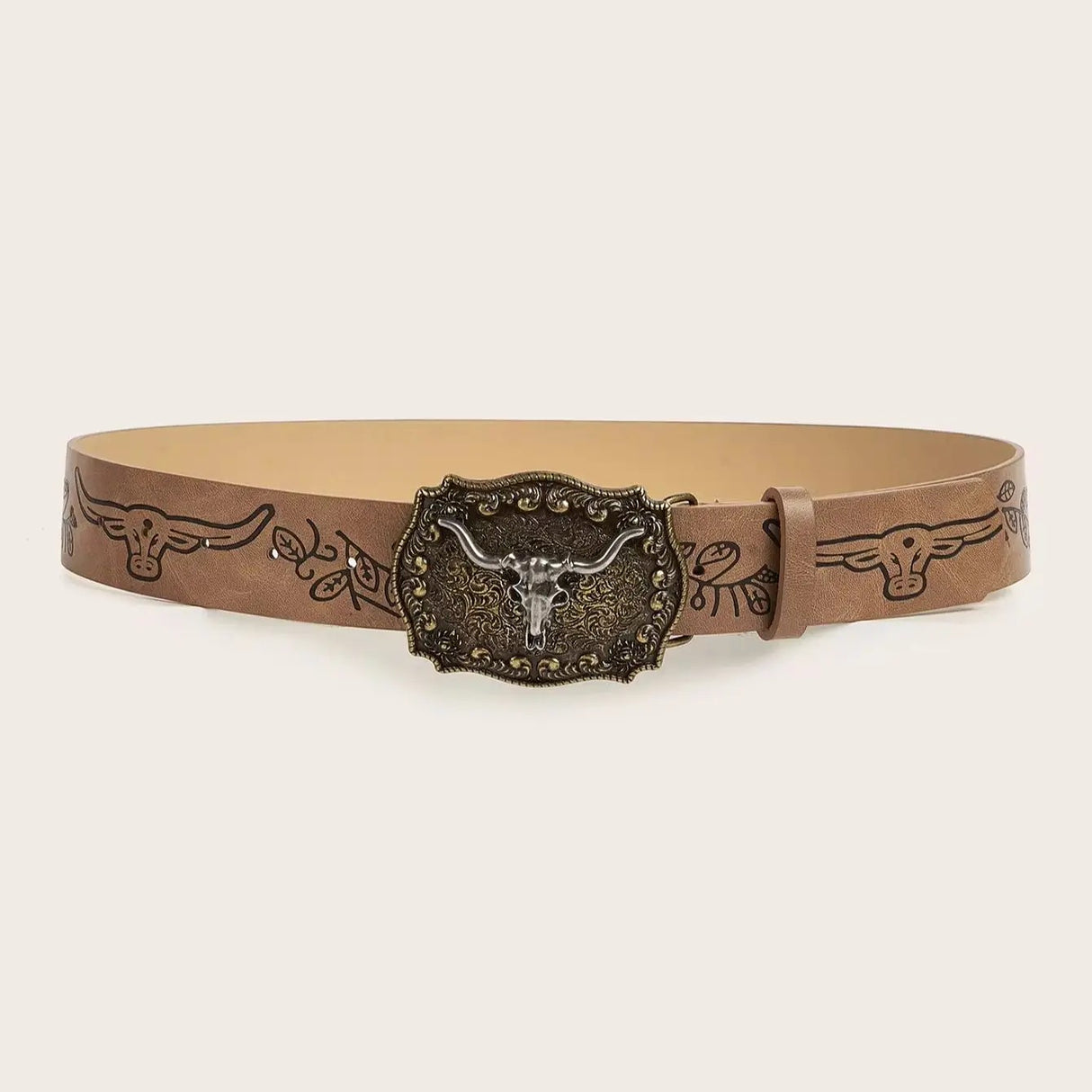 Vintage Western Cowboy Schnalle bedruckter PU-Ledergürtel