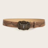 Vintage Western Cowboy Schnalle bedruckter PU-Ledergürtel