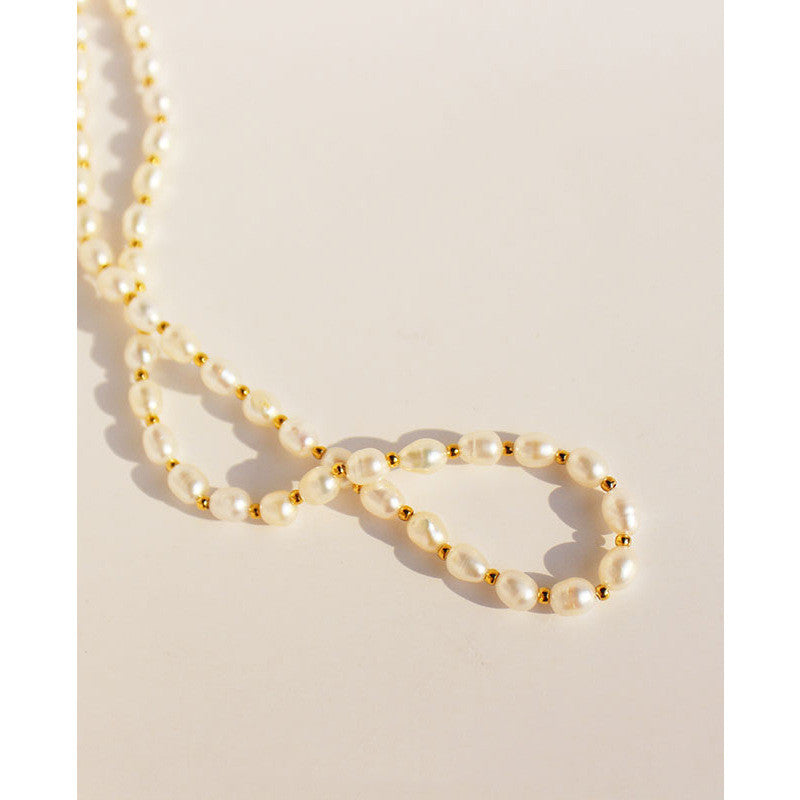 Real Freshwater Rice Pearl Beaded Clavicle Chain - Dazpy