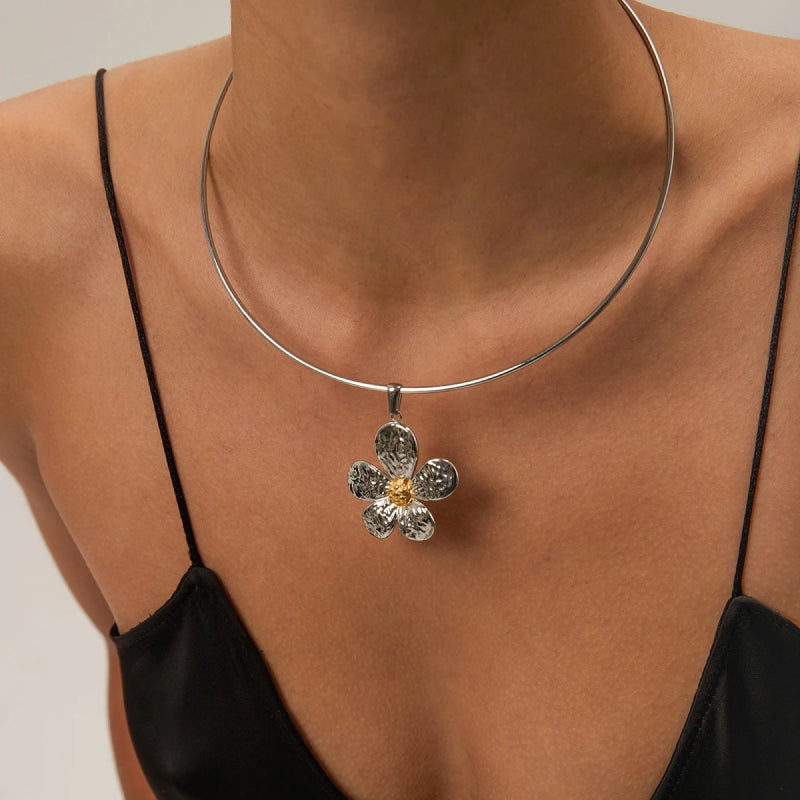 Stilvolle wasserdichte Edelstahl-Daisy-Choker-Halskette