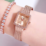 Mesh Belt Retro Square Ladies Diamond Watch - Dazpy