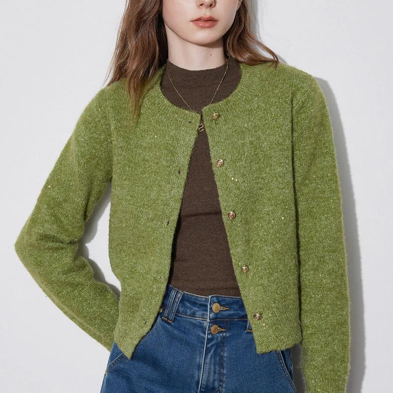 Strickjacke mit Perlenknöpfen für Damen