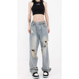 Chic Streetwear Gradient Washed Jeans with Wide Leg Design