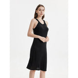 Elegant Silk Blend Halterneck Midi Dress