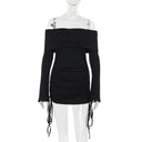 Off-Shoulder Drawstring Backless Bodycon Dress