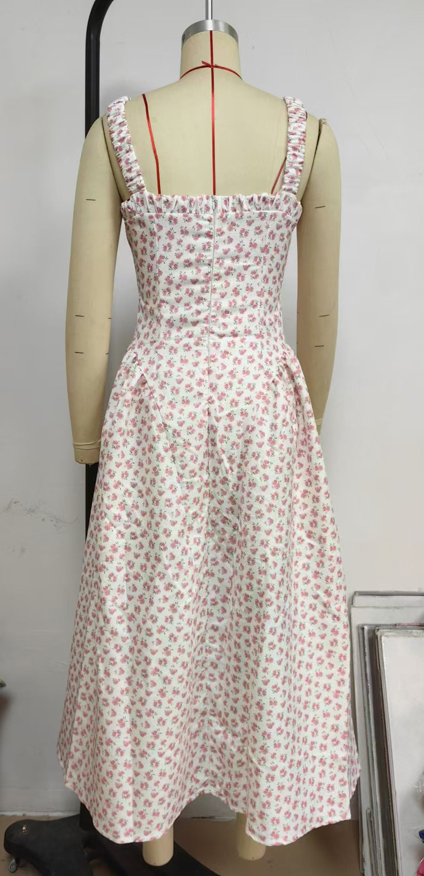 Vestido adelgazante de cintura estilo bohemio con estampado floral para 24 años